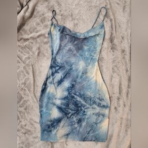 Blue Tie-Dye Mini Dress